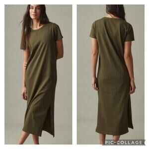 American Giant Olive Green Midi T-Shirt Dress